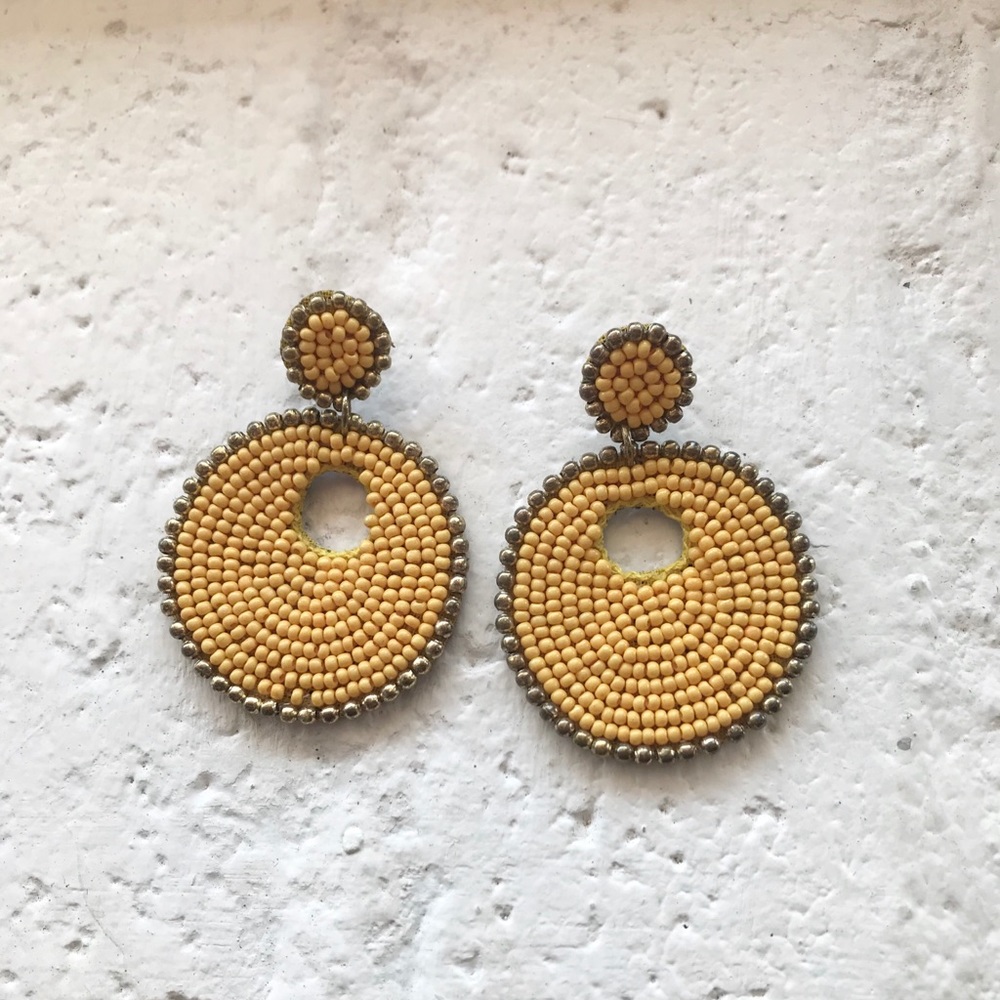 Mustard Beaded Earrings